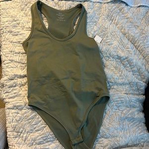 Olive green racerback bodysuit